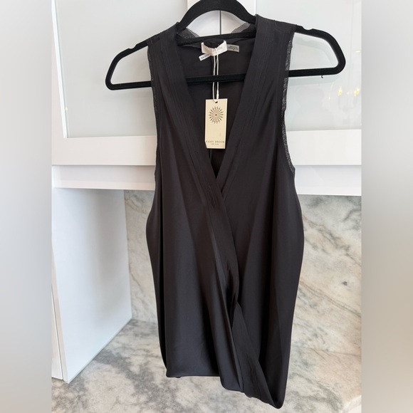 Ramy Brook Aida Silk Wrap Tank Black Sleeveless Blouse BNWT Size L $295 - Picture 4 of 9